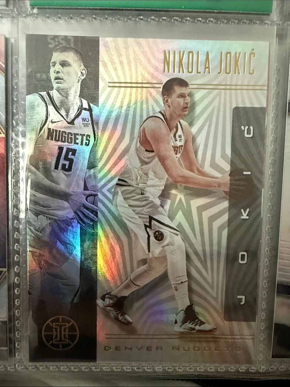 Nikola Jokić Denver Nuggets Holo Basketball Card - Silver/White Collectible